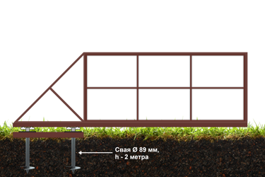 Откатные ворота на винтовых сваях Стандарт