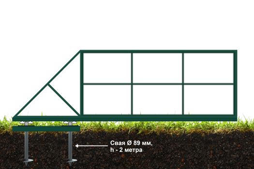 Откатные ворота на винтовых сваях Премиум